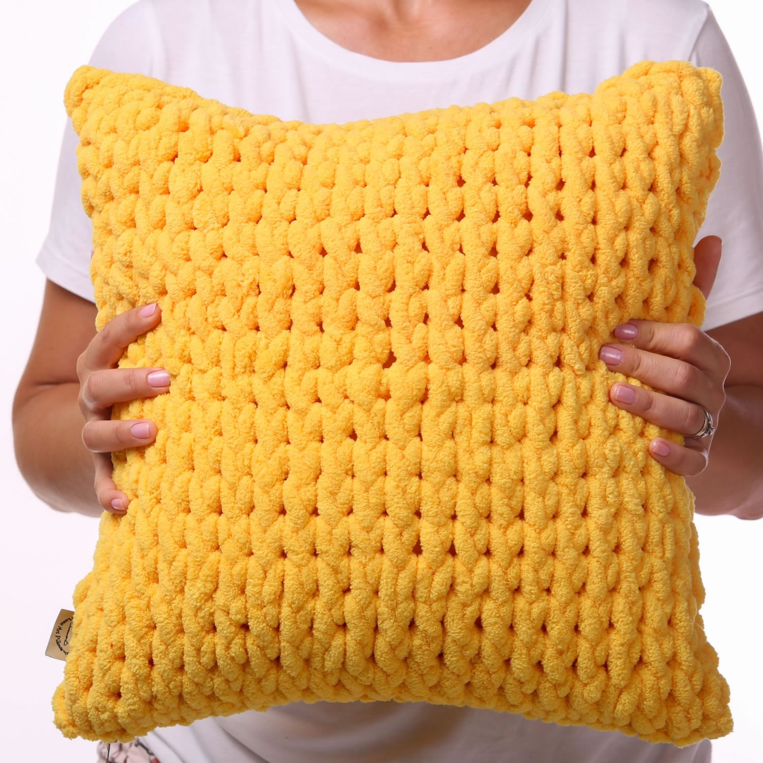 Yellow store knit pillow