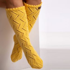 Yellow knit socks