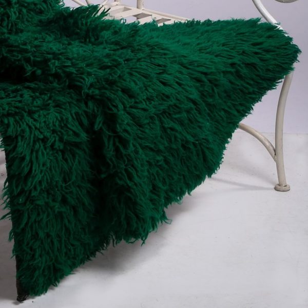 Vintage shaggy wool green couch cover