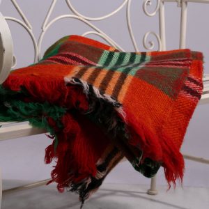 Vintage multi color square wool blanket