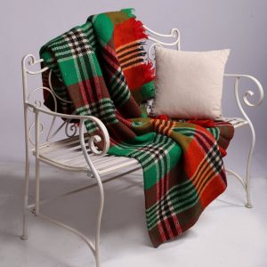 Vintage multi color square wool blanket