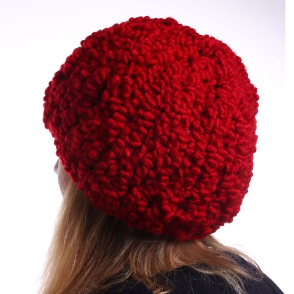dark red textured hat