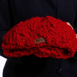 dark red textured hat