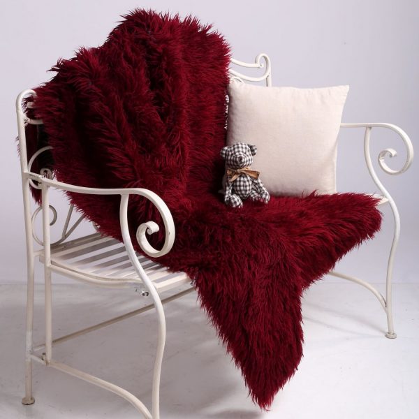 burgundy shaggy armchair