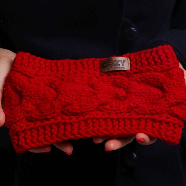 Red wool knit headband