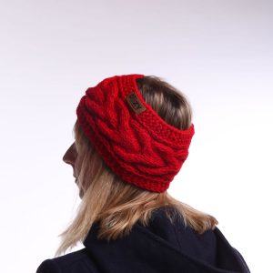 Red wool knit headband
