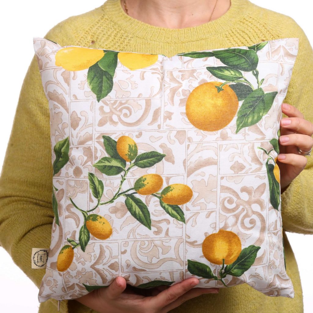 lemon print cushion